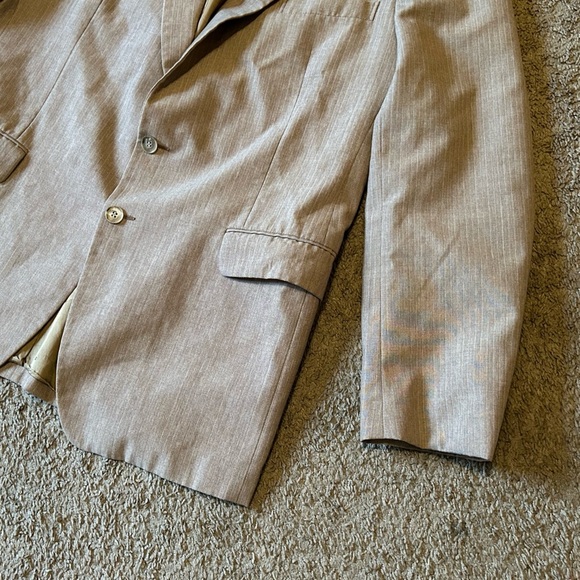 Vintage Yves Saint Laurent Men’s Button Front Tweed Suit Blazer Jacket Sz 42 Tan - Picture 4 of 15